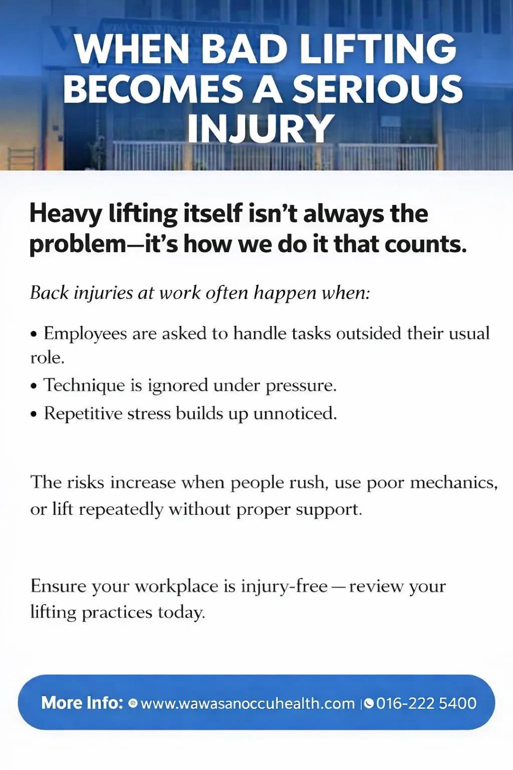 Manual handling and back injury risk at work